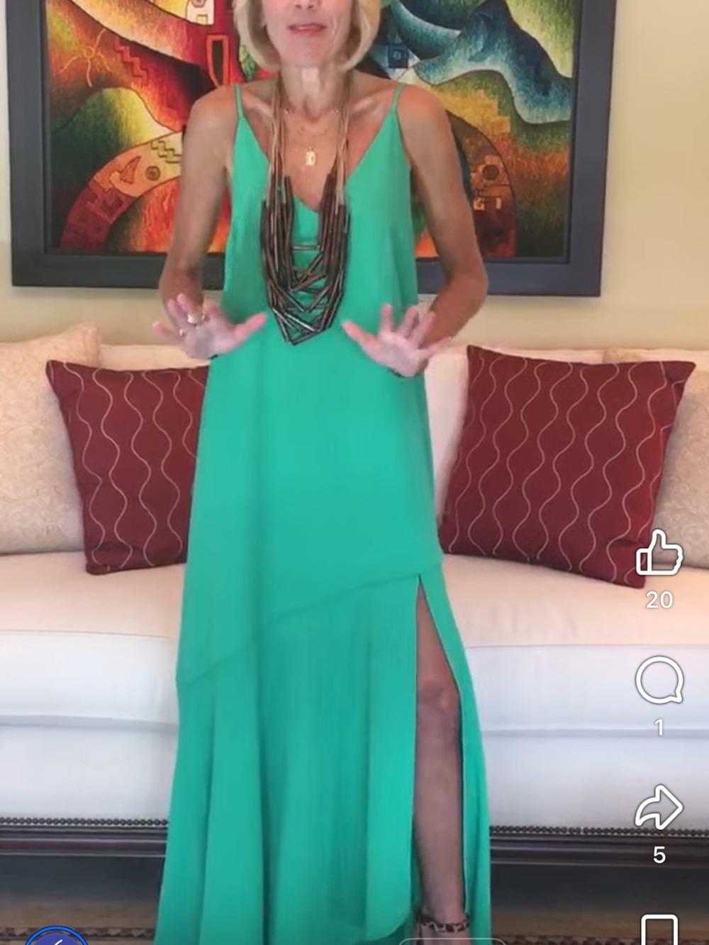 fab'rik Emerald Green Sleeveless Maxi Dress with Side Slit